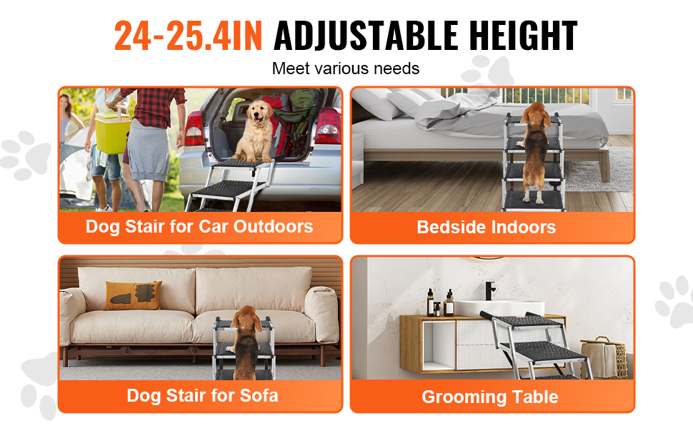 VEVOR dog steps - adjustable height for bed, car, sofa, and grooming table, versatile pet stairs.