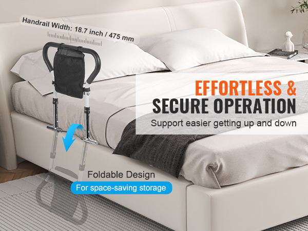 VEVOR bed rails with foldable design for secure and effortless operation, support for getting up easily.