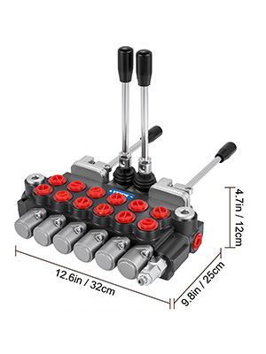 VEVOR hydraulic control valve with levers, dimensions: 12.6"x9.8"x4.7".