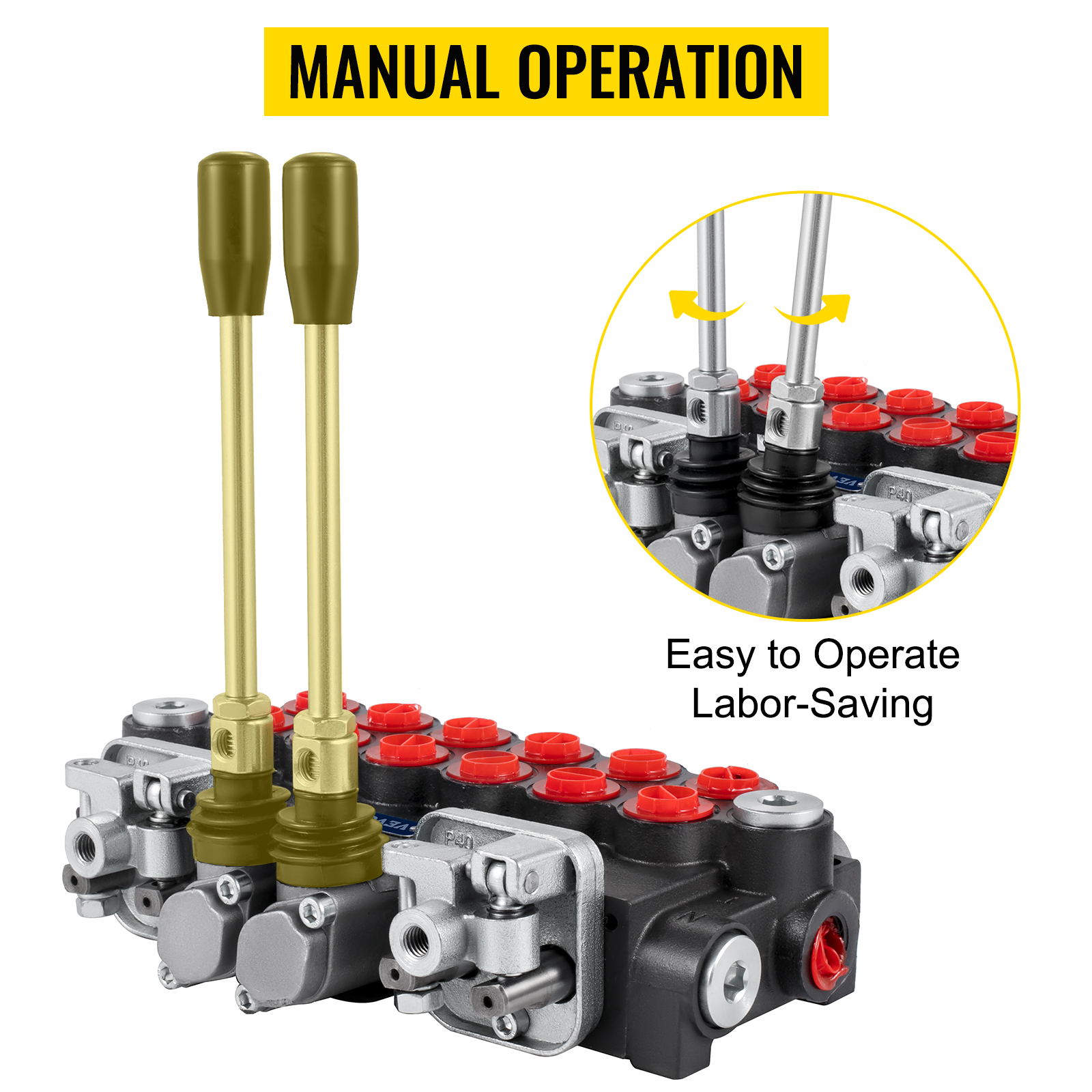 VEVOR hydraulic control valve with manual operation and dual lever controls. easy to operate.