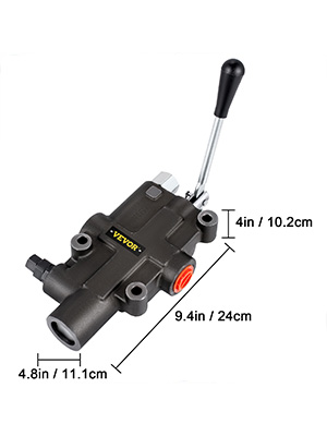 VEVOR hydraulic control valve, dimensions: 9.4x4.8x4 in.
