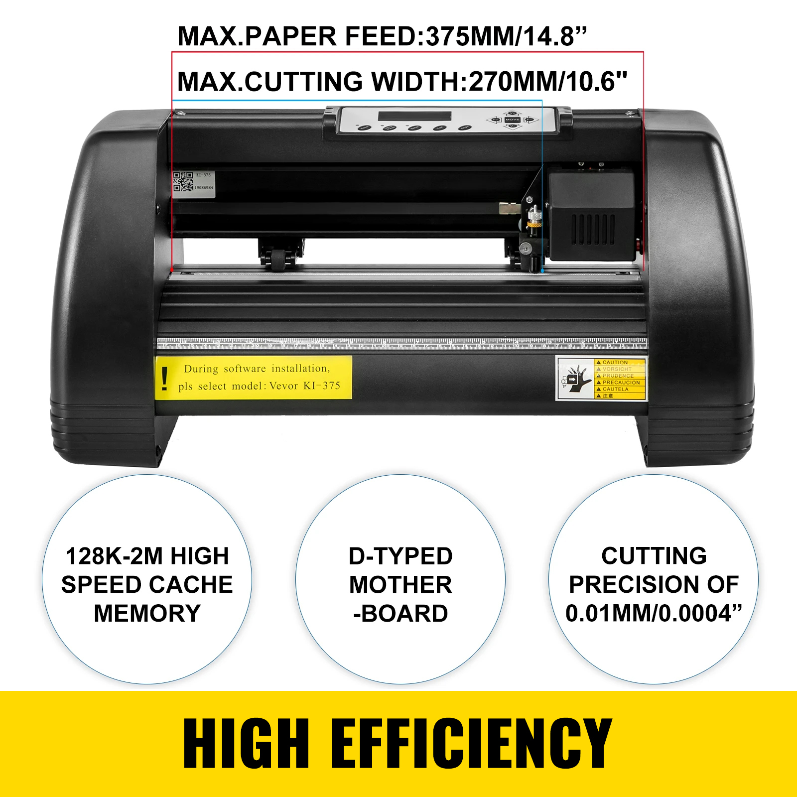 VEVOR vinyl cutter plotter with 375mm paper feed and 270mm cutting width.
