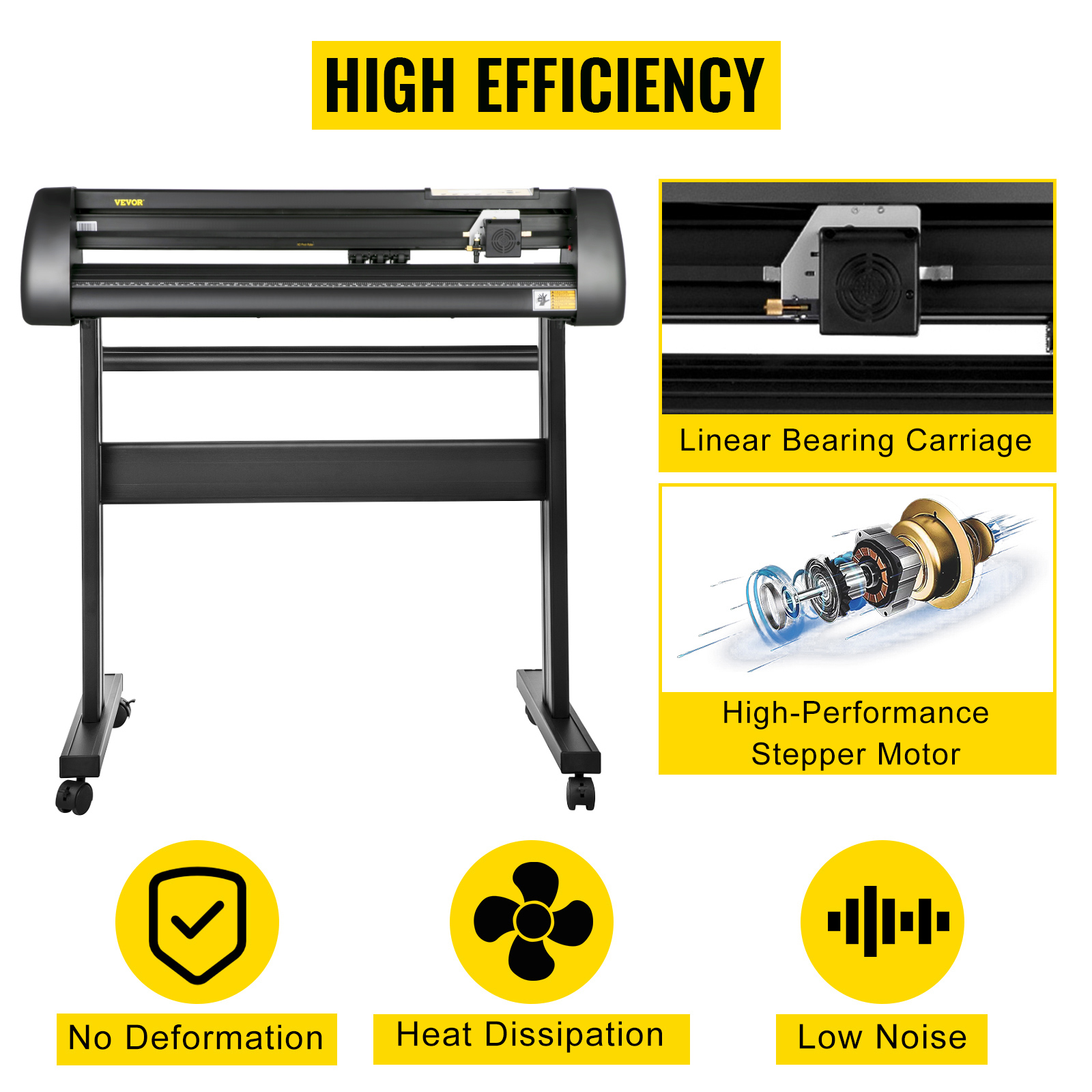 VEVOR vinyl cutter with high efficiency, linear bearing carriage, and stepper motor.