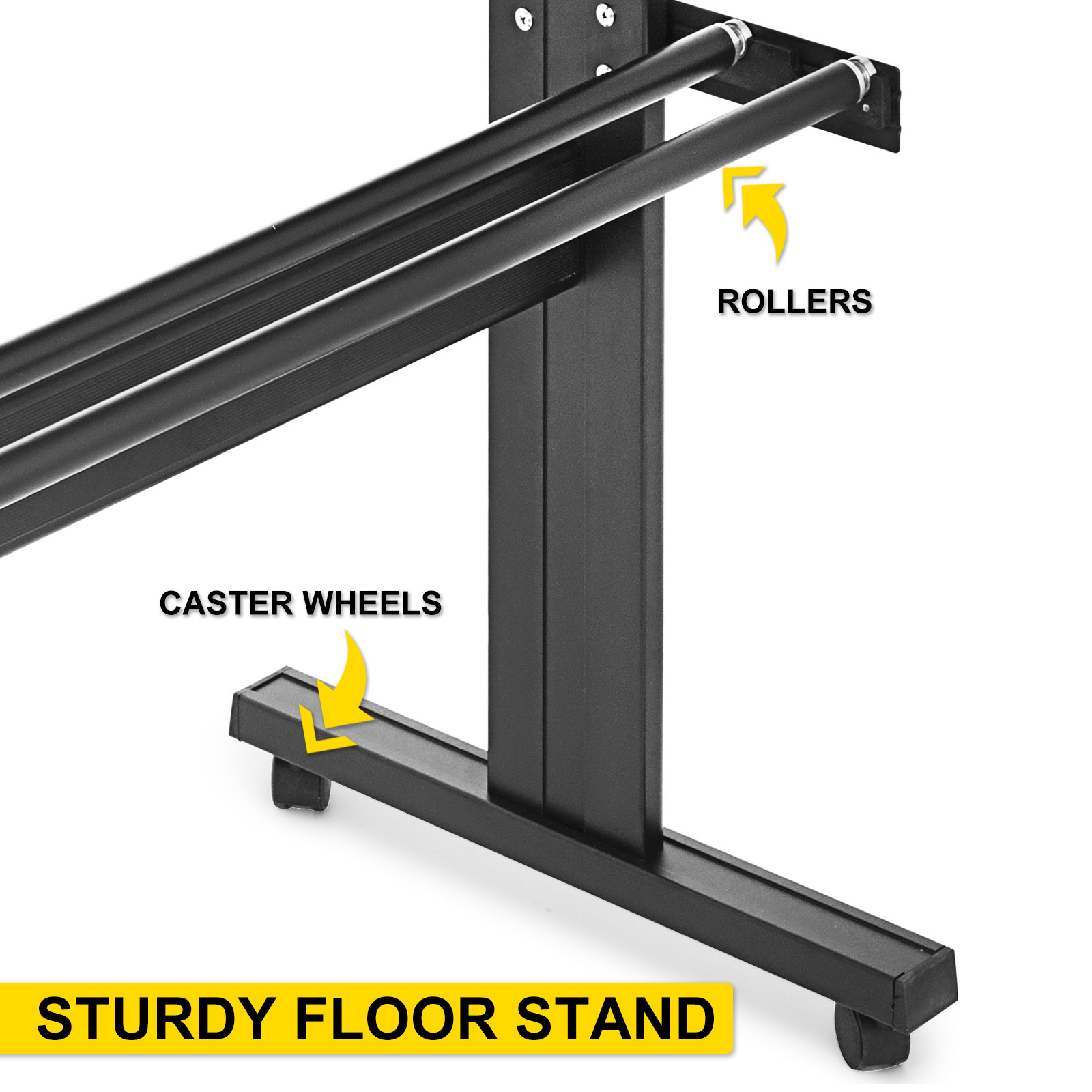 VEVOR vinyl cutter machine with sturdy floor stand, rollers, and caster wheels.