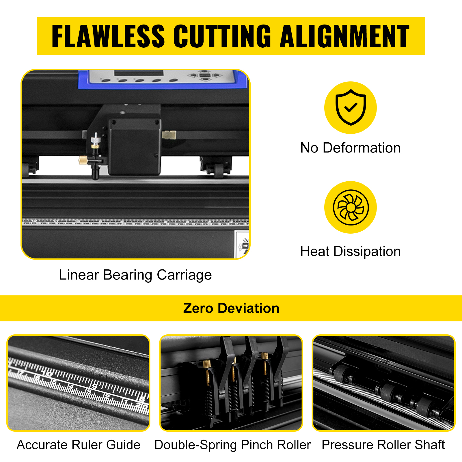 flawless cutting alignment with VEVOR vinyl cutter machine. accurate ruler guide.