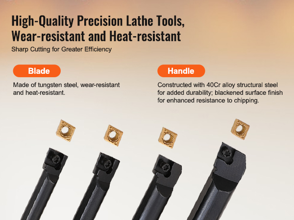 high-quality VEVOR lathe turning tool holder, precision tools with wear-resistant, heat-resistant blades.
