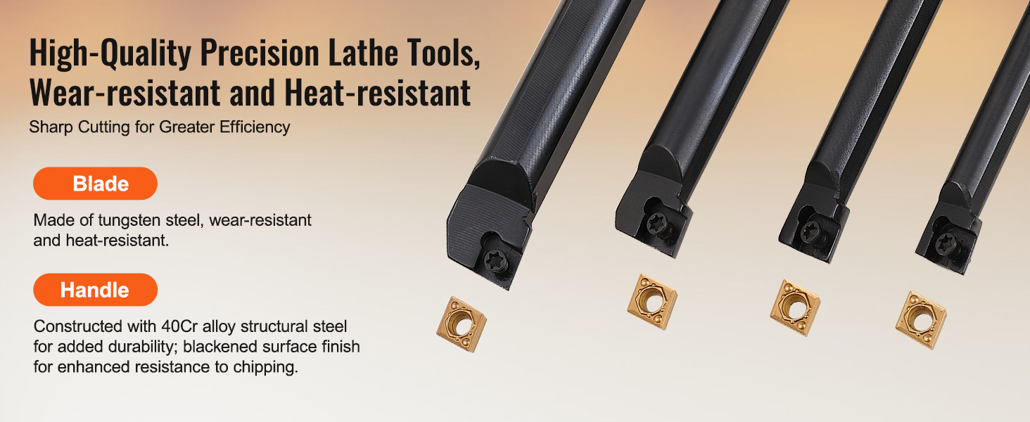 high-quality VEVOR lathe turning tool holder, precision tools with wear-resistant, heat-resistant blades.