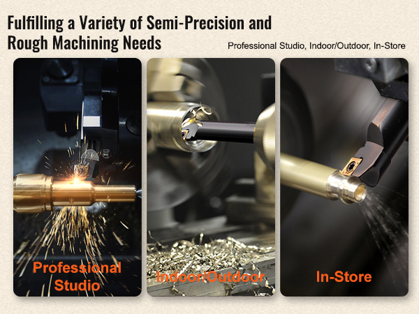 VEVOR lathe turning tool holder in professional studio, indoor/outdoor, and in-store machining.
