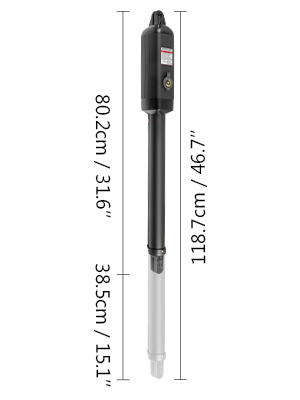VEVOR swing gate opener dimensions: 80.2cm x 38.5cm x 118.7cm.