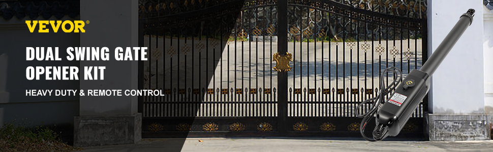 VEVOR dual swing gate opener with heavy-duty construction and remote control.