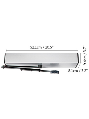 VEVOR automatic door opener with dimensions 52.1cm x 9.4cm x 8.1cm in silver finish