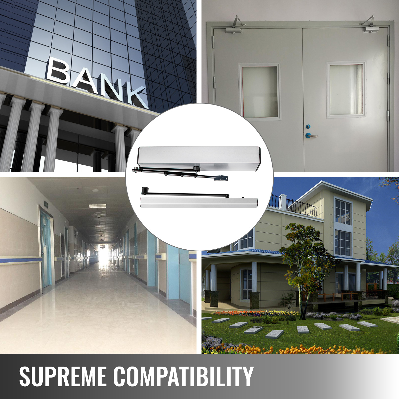 VEVOR automatic door opener displayed for bank, hospital, and home use. supreme compatibility.