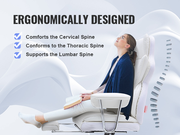 VEVOR reclining office chair ergonomically designed for cervical, thoracic, and lumbar spine support.