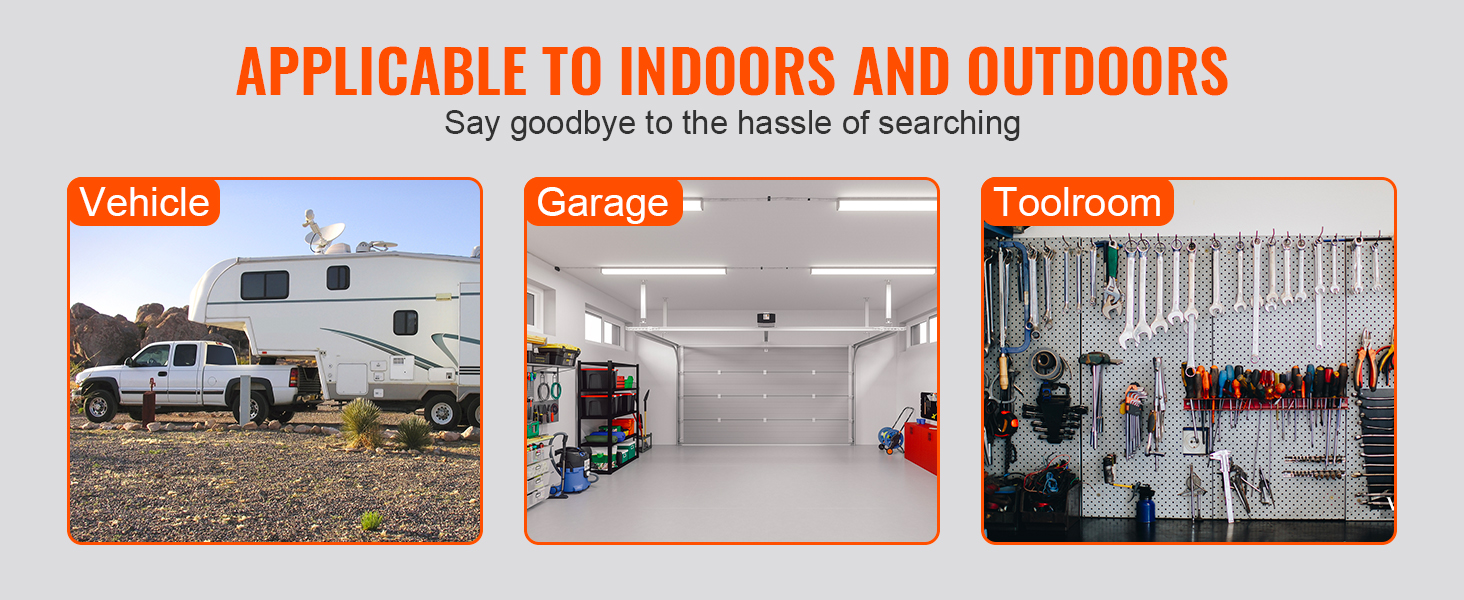 VEVOR truck bed tool box, versatile use for vehicles, garages, and toolrooms. suitable indoors and outdoors.