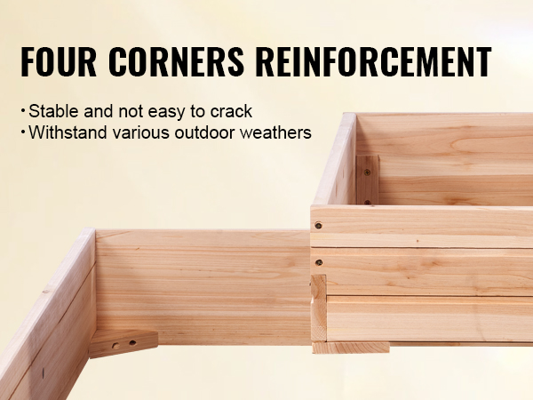VEVOR raised garden bed with reinforced corners, stable and weather-resistant for outdoor use.