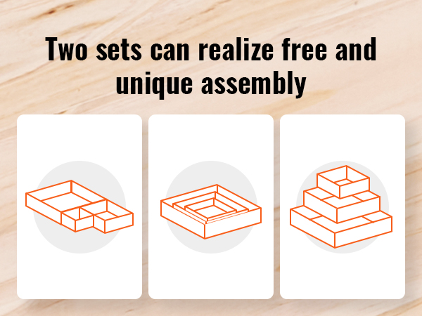 assembly possibilities for VEVOR raised garden bed with two set configurations on wooden background.