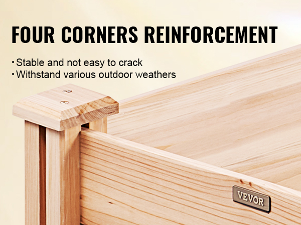 VEVOR raised garden bed with reinforced corners, stable and weather-resistant for outdoor use.