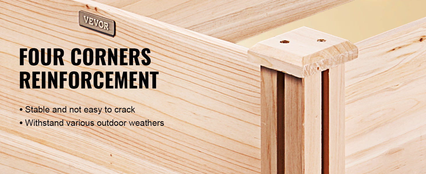 VEVOR raised garden bed with reinforced corners, stable and weather-resistant for outdoor use.