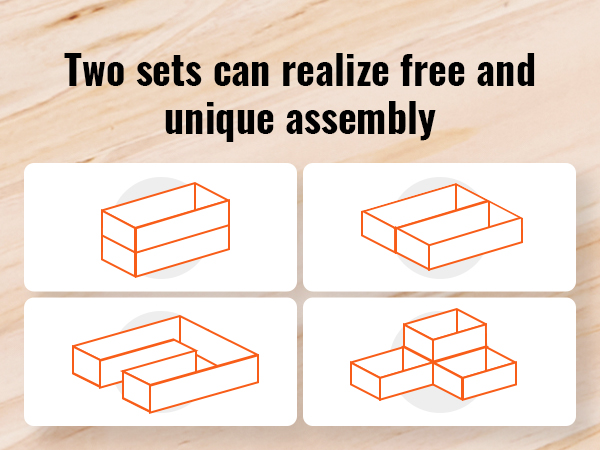 VEVOR raised garden bed, two sets allow versatile and unique configurations on a wooden surface.