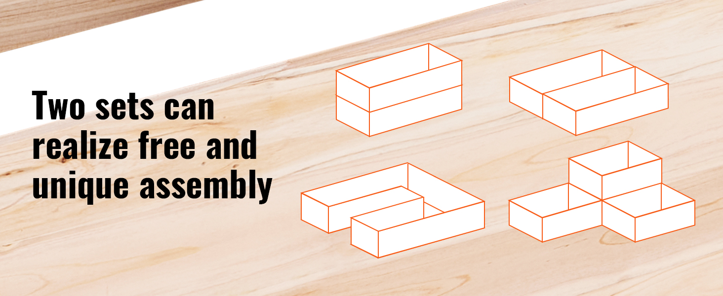 VEVOR raised garden bed, two sets allow versatile and unique configurations on a wooden surface.
