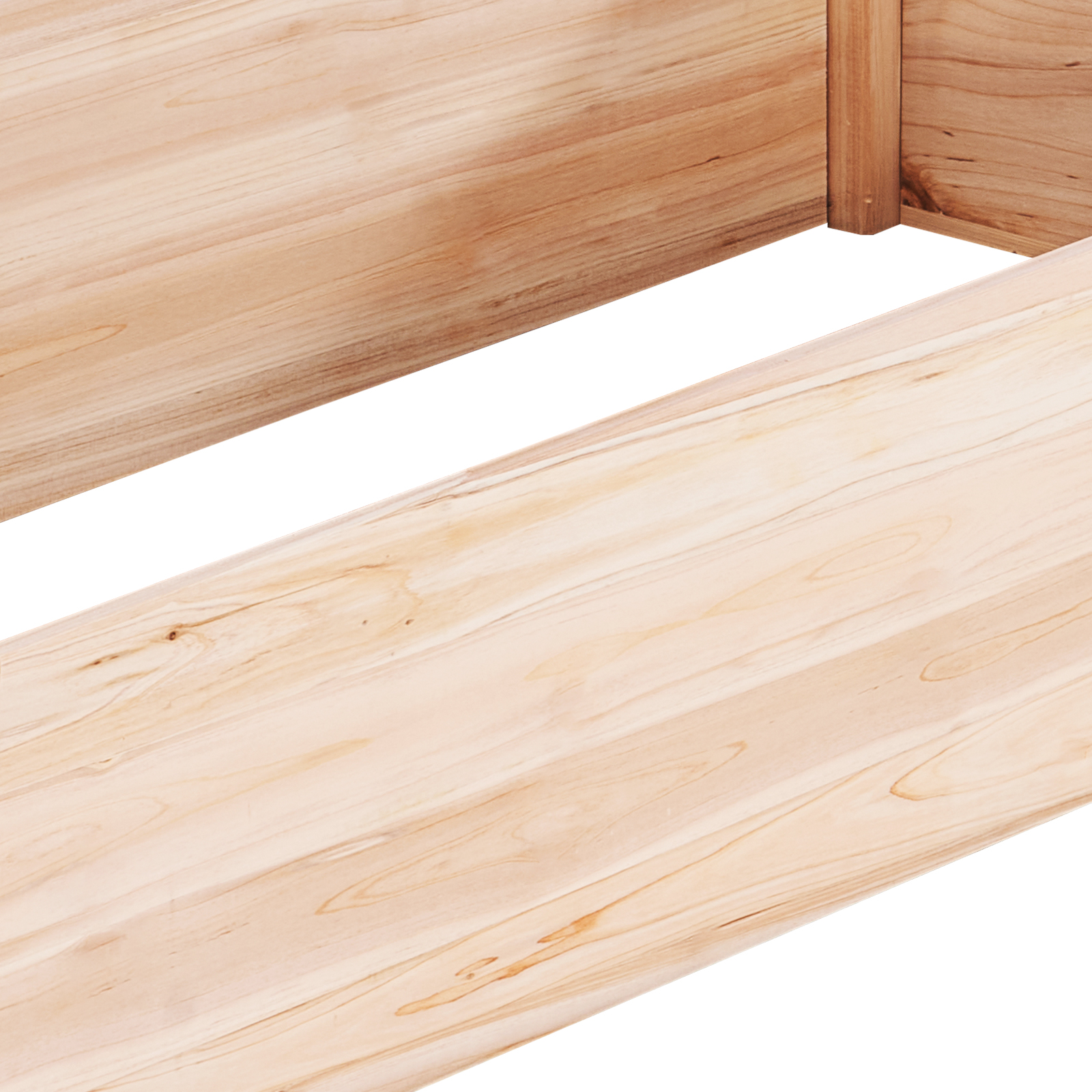 wooden panels of a VEVOR raised garden bed with natural wood grain and sturdy corner joints.