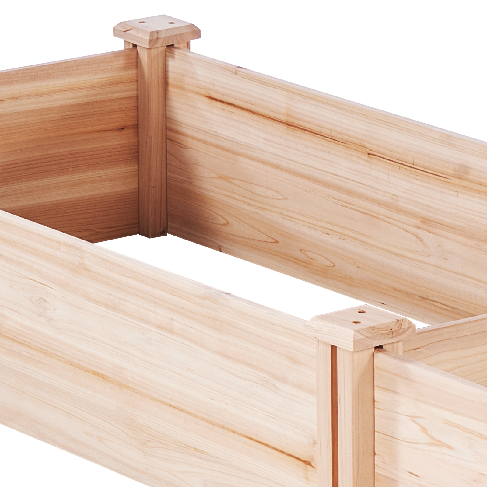 VEVOR raised garden bed made of light-colored wooden planks with sturdy corner posts.