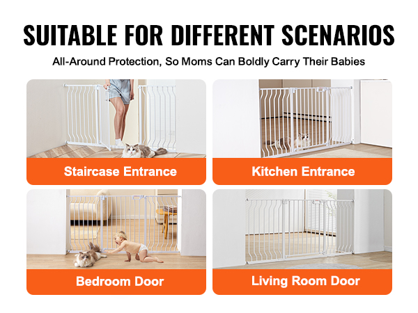 VEVOR baby gate for staircase, kitchen, bedroom, and living room. safe for kids and pets.
