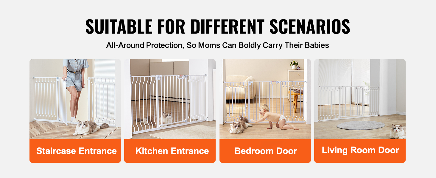 VEVOR baby gate for staircase, kitchen, bedroom, and living room. safe for kids and pets.