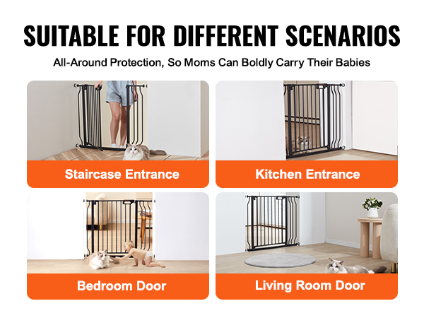 VEVOR baby gate for staircase, kitchen entrance, bedroom door, and living room door. suitable for moms.