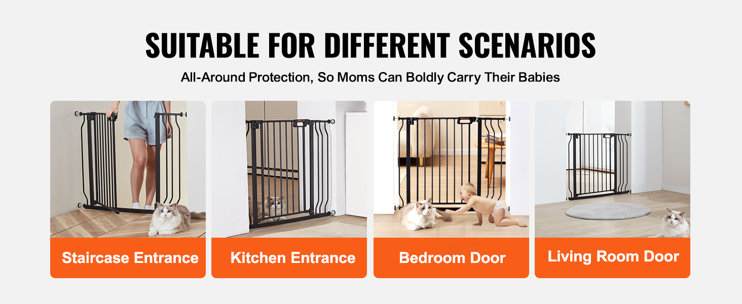 VEVOR baby gate for staircase, kitchen entrance, bedroom door, and living room door. suitable for moms.