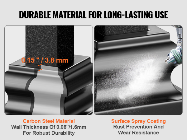 VEVOR aluminum alloy baluster shoes with 0.15" thickness and surface spray coating for durability.