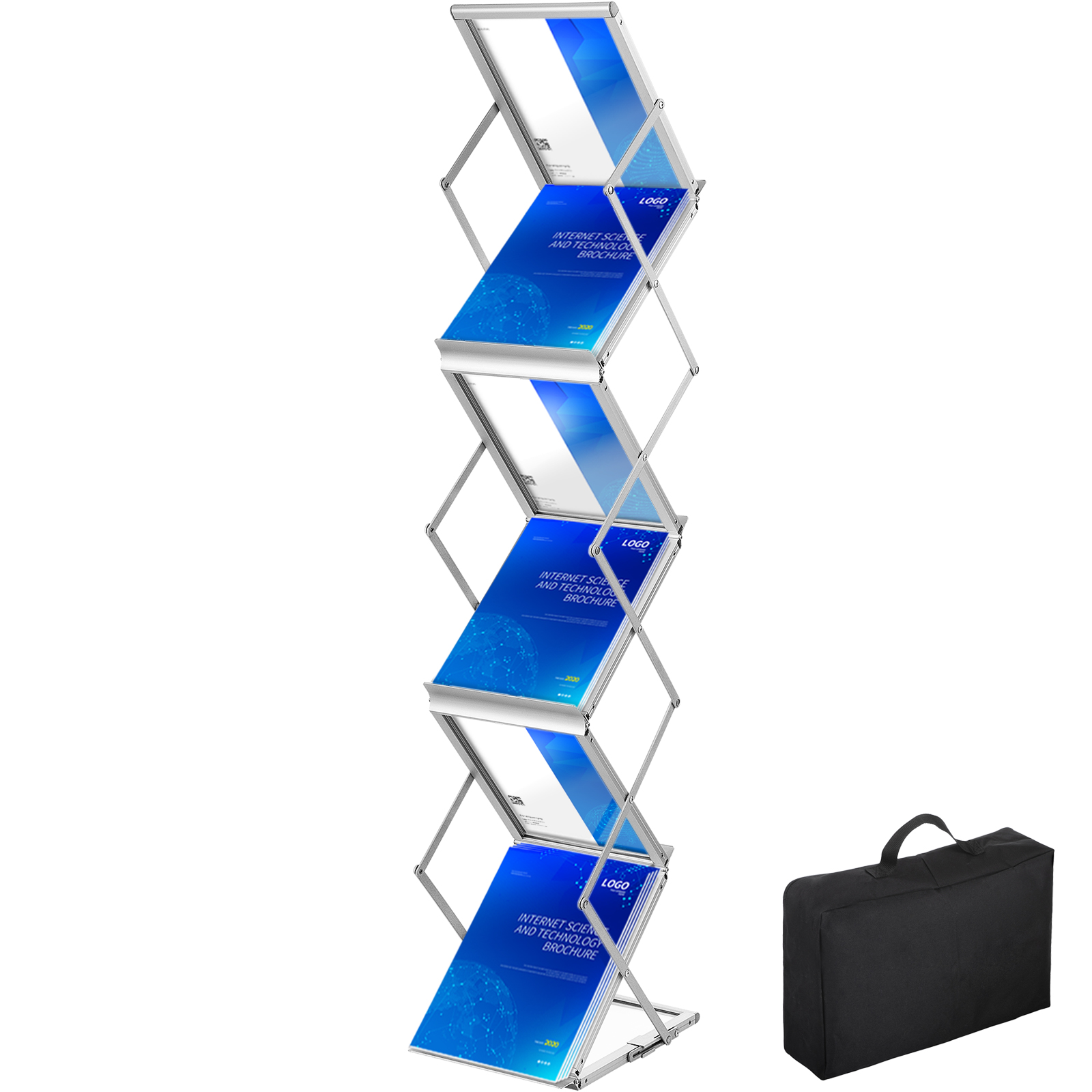 VEVOR magazine rack with collapsible design and carry bag.