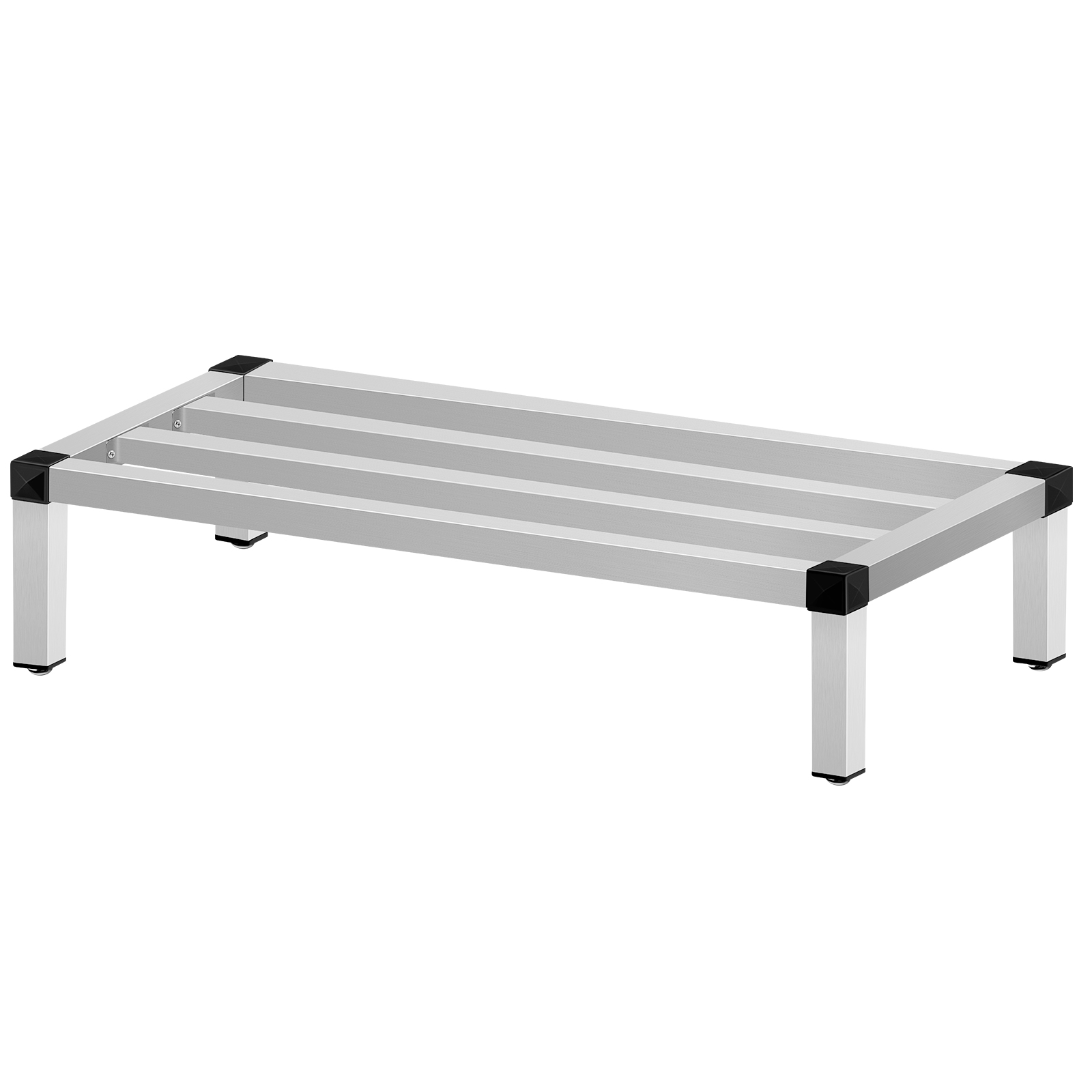 VEVOR aluminum dunnage rack with four legs and sturdy metal slats.