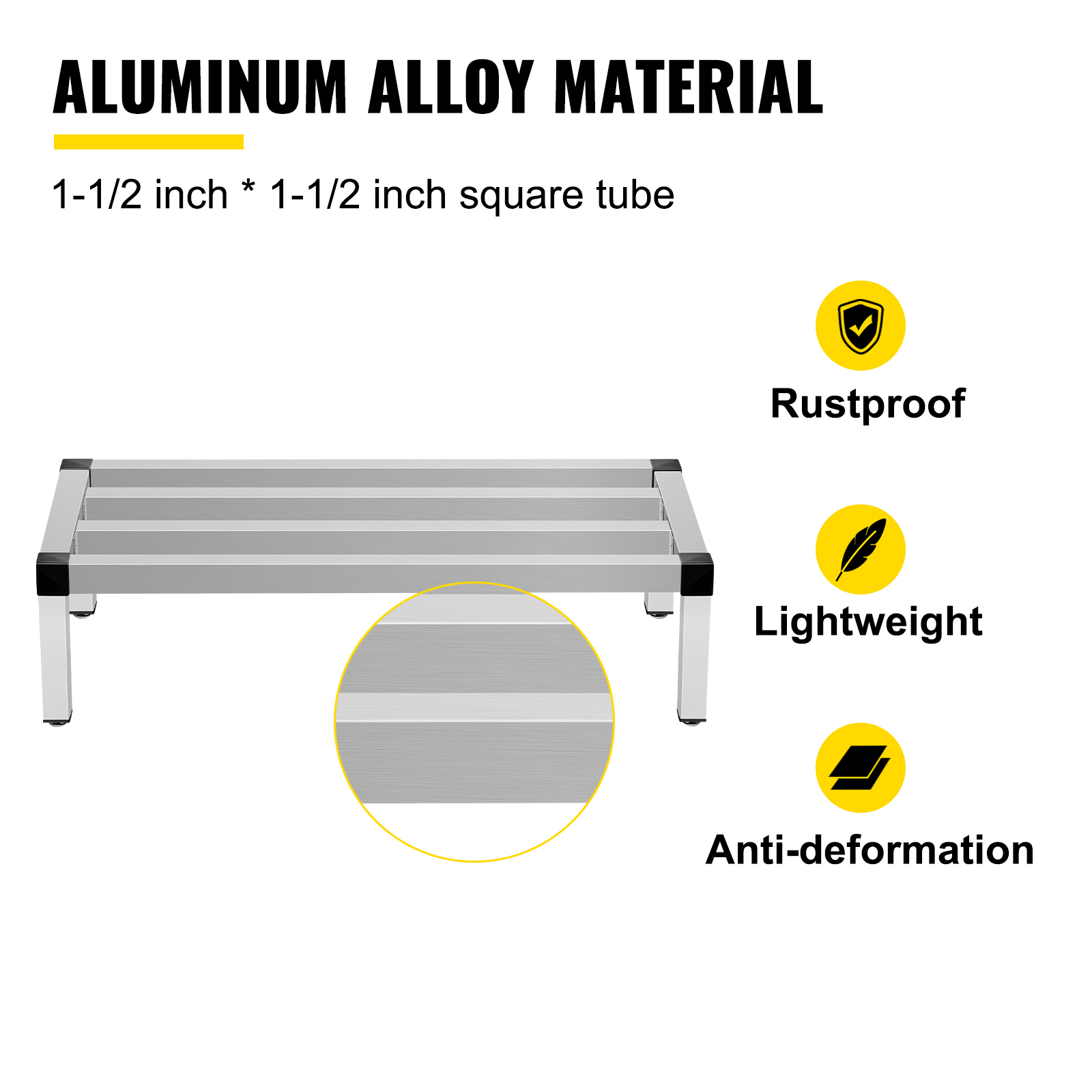 VEVOR aluminum dunnage rack with rustproof, lightweight, and anti-deformation features