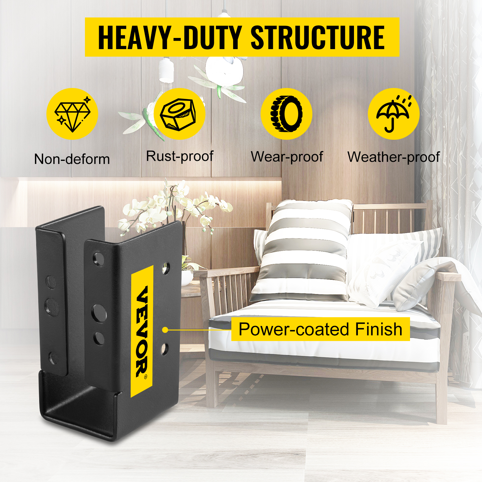 VEVOR concealed joist hanger with heavy-duty structure, power-coated finish.