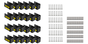 VEVOR concealed joist hanger set with multiple black brackets, screws, and connectors.