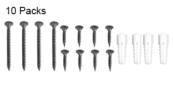 10 packs of screws and plastic wall plugs for VEVOR deck post base installation.