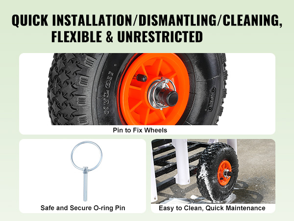 VEVOR beach fishing cart with pump, o-ring pin, and wheel assembly for quick cleaning and maintenance.