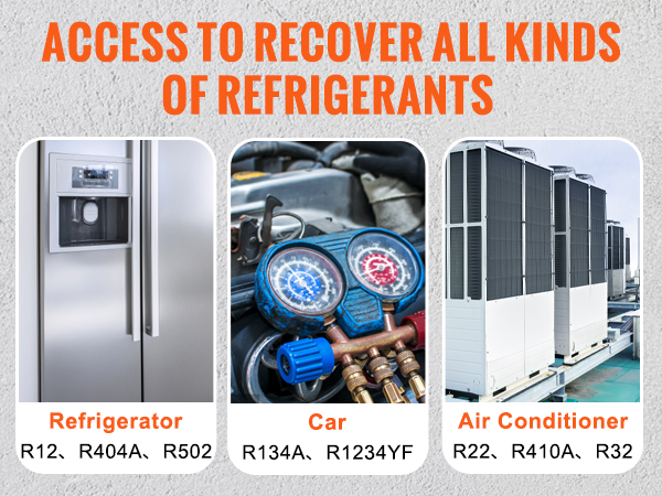 VEVOR refrigerant recovery machine for car, air conditioner, and refrigerator with strong compatibility.