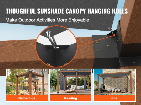 thoughtful sunshade canopy hanging holes VEVOR pergola bracket kit for outdoor gatherings, reading, spa