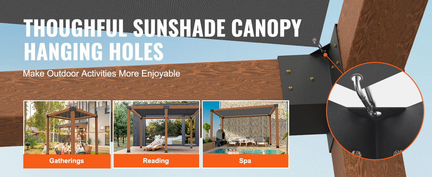 thoughtful sunshade canopy hanging holes VEVOR pergola bracket kit for outdoor gatherings, reading, spa