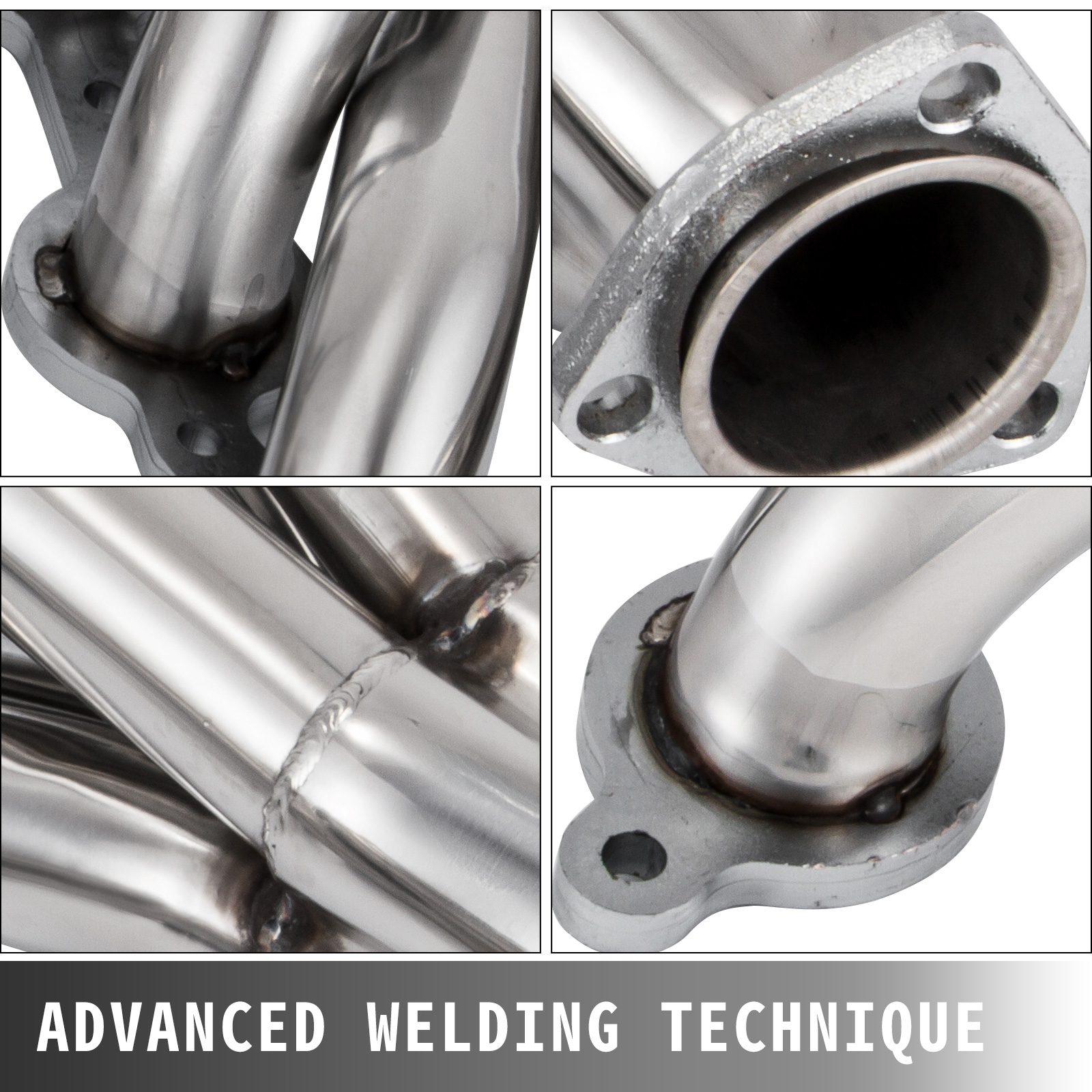 polished stainless steel VEVOR ls swap exhaust headers showcasing advanced welding techniques.