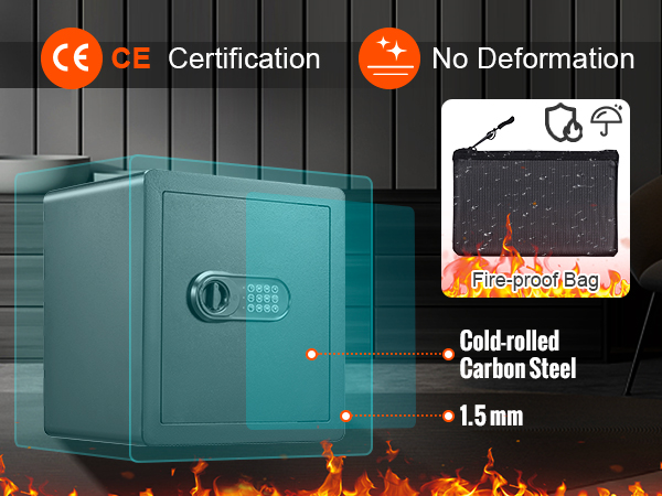 VEVOR namuose saugus su 1,5 mm šaltojo valcavimo anglinio plieno, ugnis-įrodymas krepšys, ce sertifikavimą, ir jokios deformacijos.