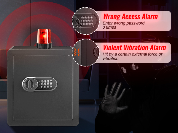 VEVOR namuose saugus su neteisingą prieigos ir smurtinio vibracijos signalus, atskleis saugumo funkcijas.