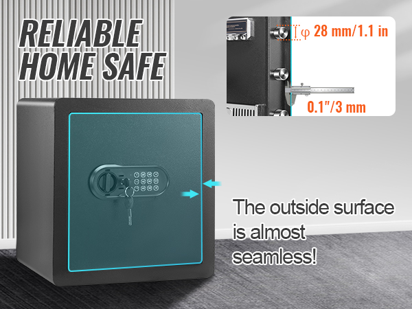 VEVOR namuose saugus su klaviatūra, besiūlės išorinių ir patvarus varžtai didesnį saugumą.