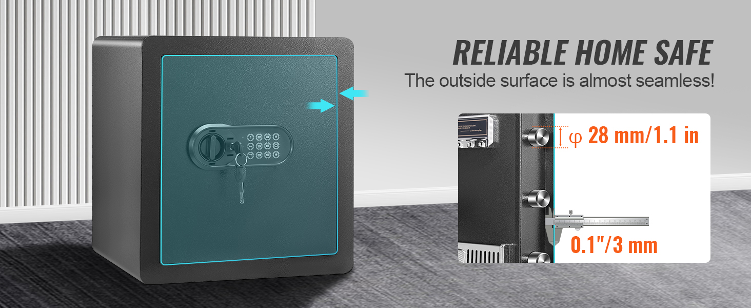 VEVOR namuose saugus su klaviatūra, besiūlės išorinių ir patvarus varžtai didesnį saugumą.