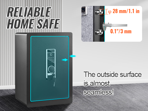 VEVOR home safe showcased with almost seamless design and secure measurements for optimal protection.