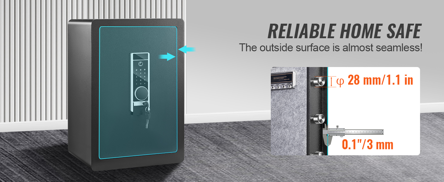VEVOR home safe showcased with almost seamless design and secure measurements for optimal protection.