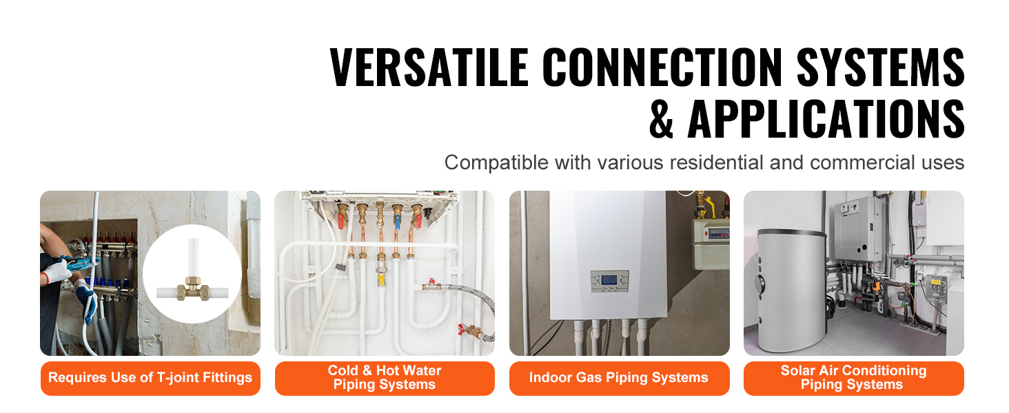 versatile connection systems & applications: VEVOR pex-al-pex tubing for residential and commercial use