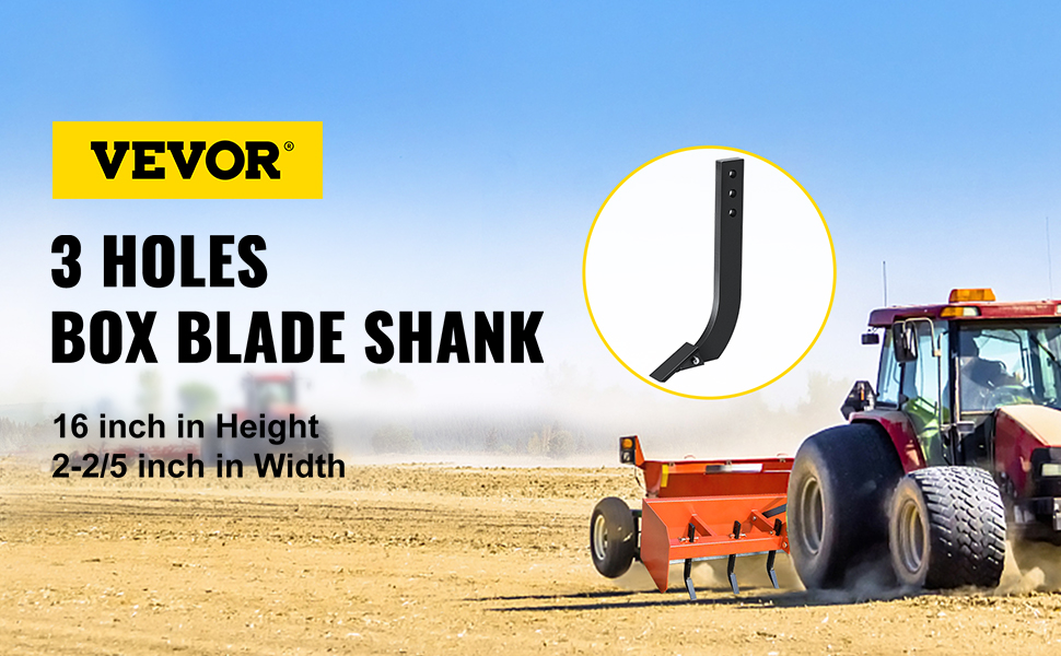 VEVOR box blade shank with 3 holes, 16 inch height, 2-2/5 inch width tractor attachment.